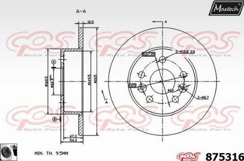 Maxtech 875316.0060 - Bremžu diski ps1.lv