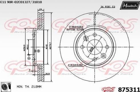 Maxtech 875311.0060 - Bremžu diski ps1.lv