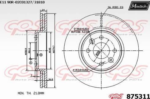 Maxtech 875311.0000 - Bremžu diski ps1.lv