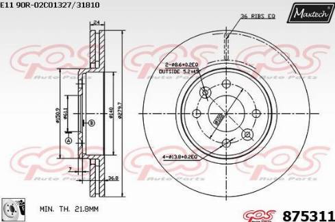 Maxtech 875311.0080 - Bremžu diski ps1.lv