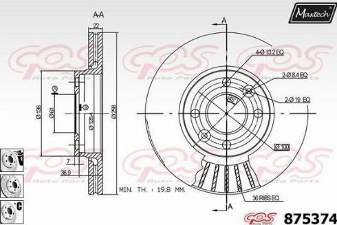 Maxtech 875374.6880 - Bremžu diski ps1.lv