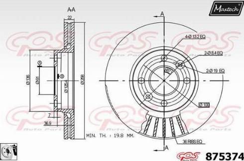 Maxtech 875374.0080 - Bremžu diski ps1.lv