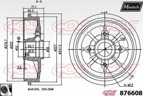 Maxtech 876608.0060 - Bremžu trumulis ps1.lv