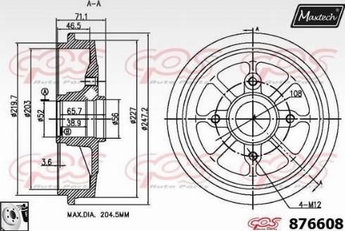 Maxtech 876608.0080 - Bremžu trumulis ps1.lv