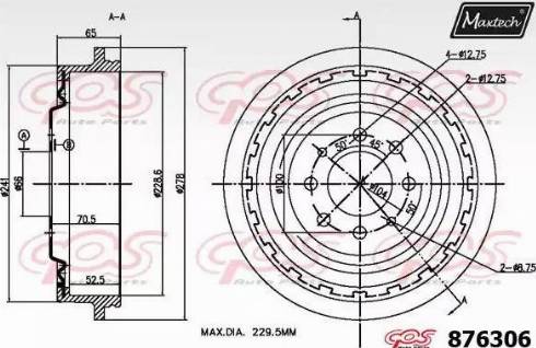 Maxtech 876306.0000 - Bremžu trumulis ps1.lv