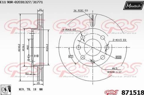 Maxtech 871518.0080 - Bremžu diski ps1.lv