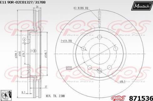 Maxtech 871536.0080 - Bremžu diski ps1.lv