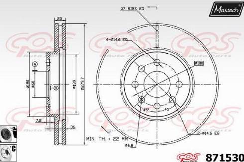 Maxtech 871530.6060 - Bremžu diski ps1.lv