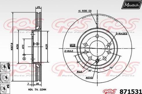 Maxtech 871531.6880 - Bremžu diski ps1.lv