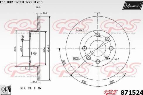 Maxtech 871524.0080 - Bremžu diski ps1.lv