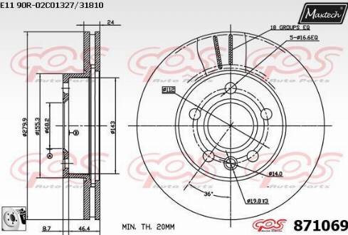 Maxtech 871069.0080 - Bremžu diski ps1.lv