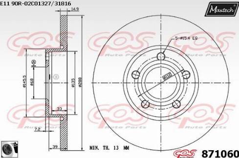 Maxtech 871060.0060 - Bremžu diski ps1.lv