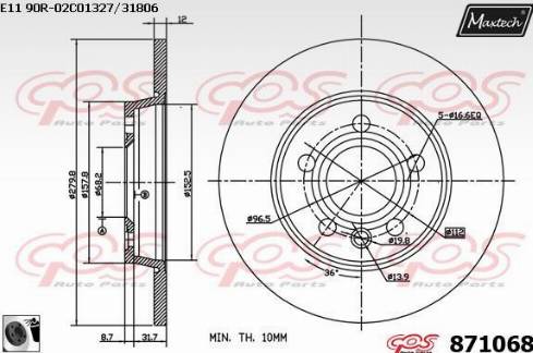 Maxtech 871068.0060 - Bremžu diski ps1.lv