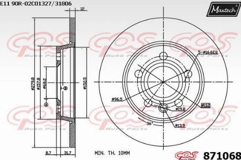 Maxtech 871068.0000 - Bremžu diski ps1.lv