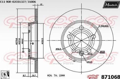 Maxtech 871068.0080 - Bremžu diski ps1.lv