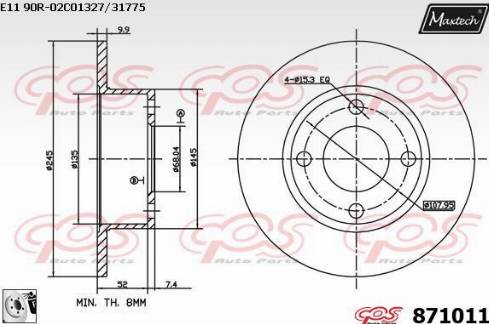 Maxtech 871011.0080 - Bremžu diski ps1.lv