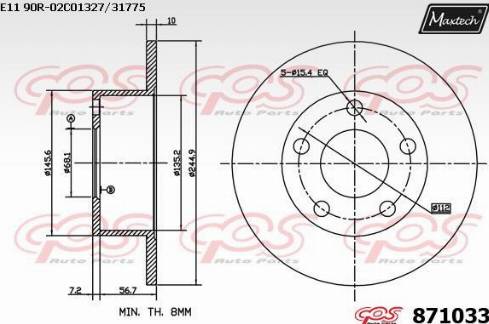 Maxtech 871033.0000 - Bremžu diski ps1.lv