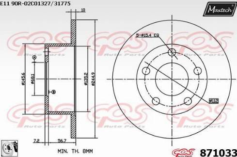 Maxtech 871033.0080 - Bremžu diski ps1.lv