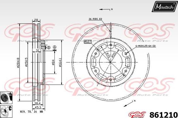 Maxtech 871072 - Bremžu diski ps1.lv