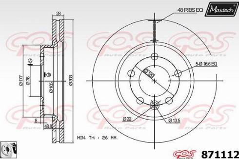 Maxtech 871112.0080 - Bremžu diski ps1.lv