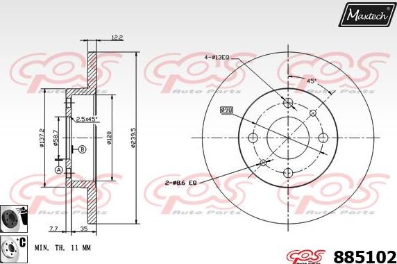 Maxtech 871128 - Bremžu diski ps1.lv