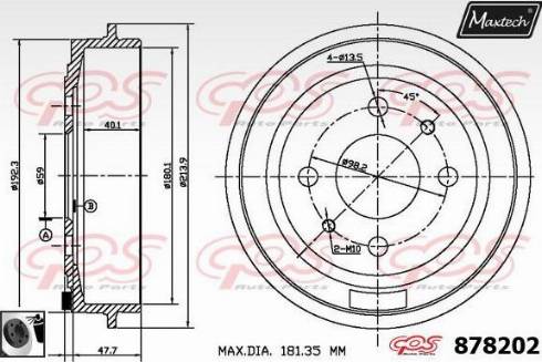 Maxtech 878202.0060 - Bremžu trumulis ps1.lv