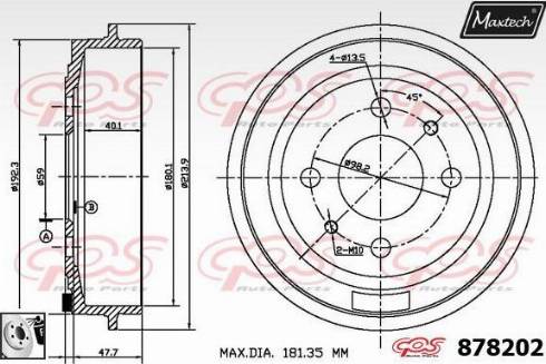 Maxtech 878202.0080 - Bremžu trumulis ps1.lv