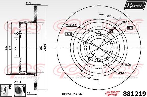 Maxtech 873548 - Bremžu diski ps1.lv