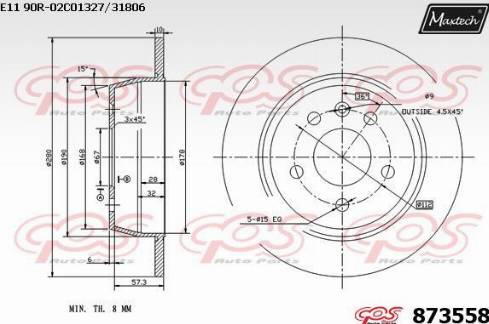 Maxtech 873558.0000 - Bremžu diski ps1.lv