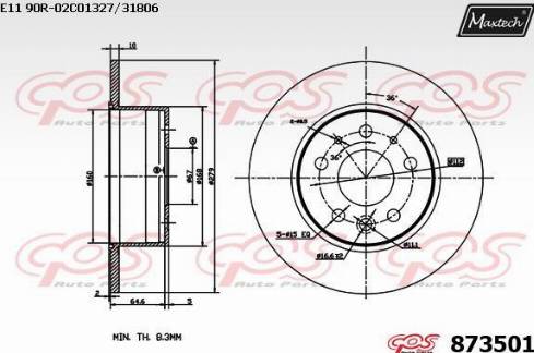 Maxtech 873501.0000 - Bremžu diski ps1.lv