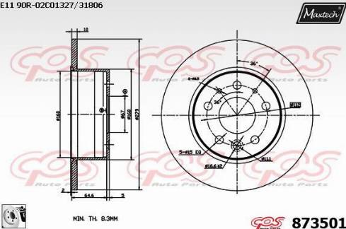 Maxtech 873501.0080 - Bremžu diski ps1.lv