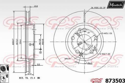 Maxtech 873503.6060 - Bremžu diski ps1.lv