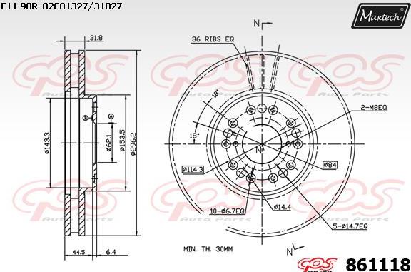 Maxtech 873606 - Bremžu diski ps1.lv