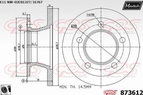 Maxtech 873612.0060 - Bremžu diski ps1.lv