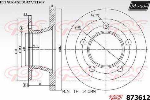 Maxtech 873612.0000 - Bremžu diski ps1.lv