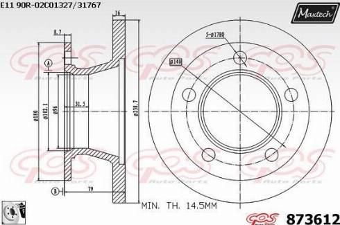 Maxtech 873612.0080 - Bremžu diski ps1.lv