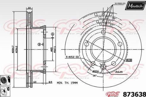 Maxtech 873638.6060 - Bremžu diski ps1.lv