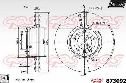 Maxtech 873092.0080 - Bremžu diski ps1.lv