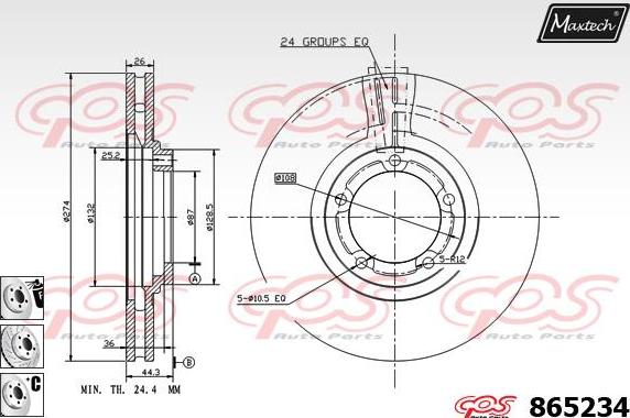 Maxtech 873044 - Bremžu diski ps1.lv