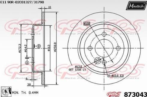 Maxtech 873043.0080 - Bremžu diski ps1.lv