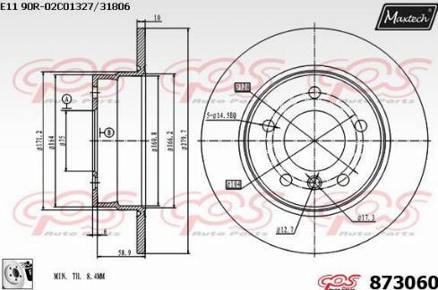 Maxtech 873060.0080 - Bremžu diski ps1.lv