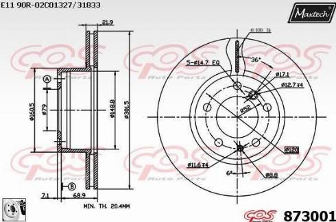 Maxtech 873001.0080 - Bremžu diski ps1.lv