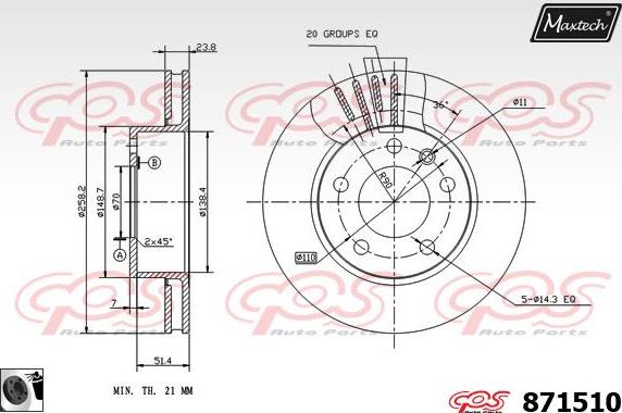 Maxtech 873034 - Bremžu diski ps1.lv