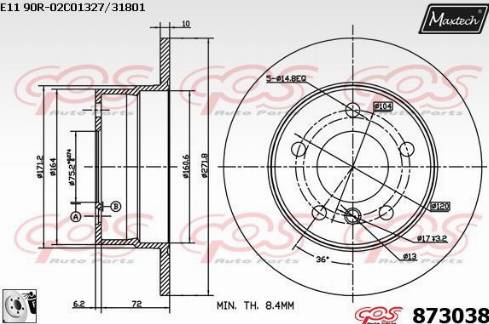 Maxtech 873038.0080 - Bremžu diski ps1.lv