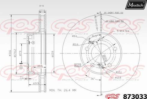 Maxtech 873033.0000 - Bremžu diski ps1.lv