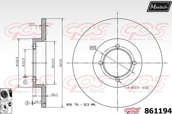 Maxtech 873079 - Bremžu diski ps1.lv