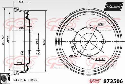 Maxtech 872506.0060 - Bremžu trumulis ps1.lv