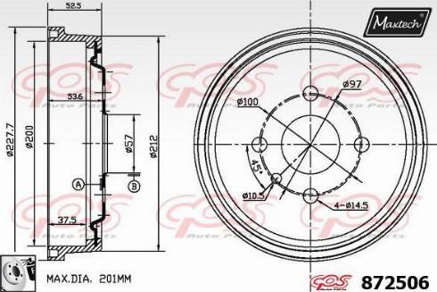 Maxtech 872506.0080 - Bremžu trumulis ps1.lv