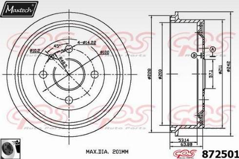 Maxtech 872501.0060 - Bremžu trumulis ps1.lv