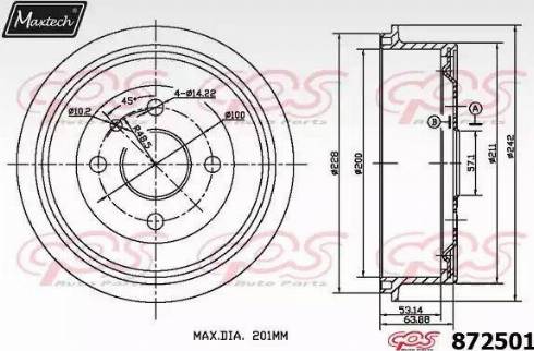 Maxtech 872501.0000 - Bremžu trumulis ps1.lv